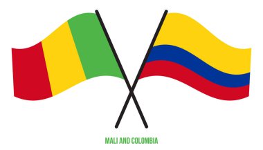 Mali ve Kolombiya Bayrakları Çapraz ve Sallanan Düz Tarz. Resmi Orantı. Renkleri Düzelt.
