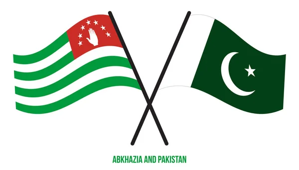 Abkhazia Pakistan Flags Crossed Waving Flat Style Official Proportion Correct — стоковый вектор