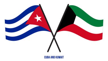 Küba ve Kuveyt Bayrakları Çapraz ve Sallanan Düz Tarz. Resmi Orantı. Renkleri Düzelt.