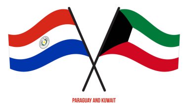 Paraguay ve Kuveyt Bayrakları Çapraz ve Sallanan Düz Tarz. Resmi Orantı. Renkleri Düzelt.