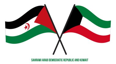 Sahrawi ve Kuveyt Bayrakları Çapraz ve Sallanan Düz Tarz. Resmi Orantı. Renkleri Düzelt.