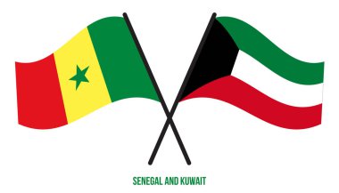 Senegal ve Kuveyt Bayrakları Çapraz ve Sallanan Düz Tarz. Resmi Orantı. Renkleri Düzelt.