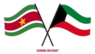 Surinam ve Kuveyt Bayrakları Çapraz ve Sallanan Düz Tarz. Resmi Orantı. Renkleri Düzelt.
