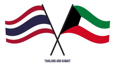Tayland ve Kuveyt Bayrakları Çapraz ve Sallanan Düz Tarz. Resmi Orantı. Renkleri Düzelt.