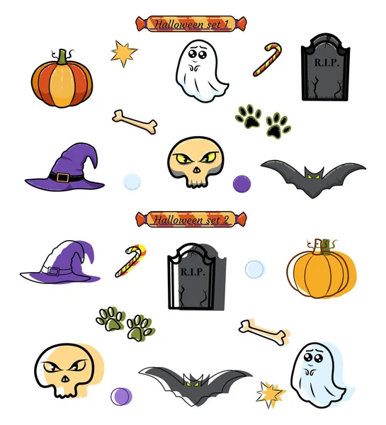 Halloween Set Icons Vector Illustration Set Theme Halloween Pictures Different — Vector de stock