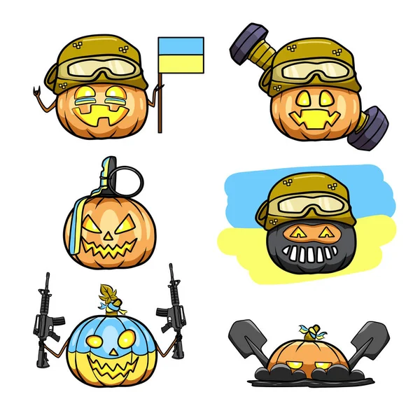 Picture Ukrainian Military Pumpkins Pictures Form Ukrainian Military Pumpkins Halloween — Vector de stock