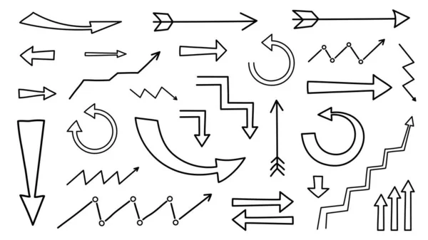 Collection Icônes Entreprise Gestion Ensemble Simple Flèches Dans Style Doodle — Image vectorielle