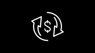 Alfa kanallı animasyon finans simgesi. İnternet sitesi için çizgi iş illüstrasyonu, bilgi grafikleri, sunum. Dinamik, basit minimalist tasarım. Grafik elementler. FullHD 1080p 2B düz.