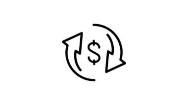 Animasyon finans ikonu. İnternet sitesi için çizgi iş illüstrasyonu, bilgi grafikleri, sunum. Dinamik, basit minimalist tasarım. Grafik elementler. FullHD 1080p 2B düz.