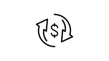 Animasyon finans ikonu. İnternet sitesi için çizgi iş illüstrasyonu, bilgi grafikleri, sunum. Dinamik, basit minimalist tasarım. Grafik elementler. FullHD 1080p 2B düz.