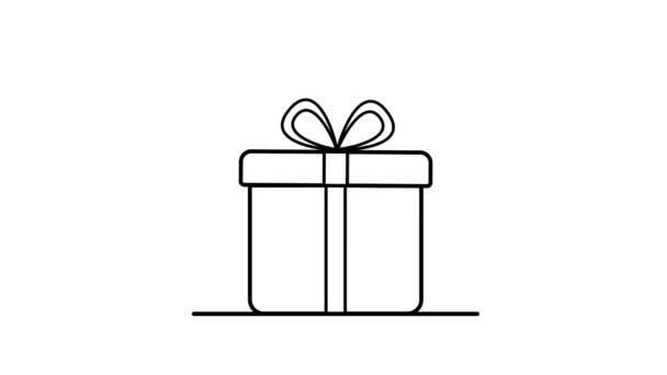 ギフト付きのアニメーション ロゴのホリデーアイコン 動的でミニマリズム的なウェブデザイン 誕生日 パーティー クリスマス 新年のプレゼント ベクトルイラスト 二次元平面 — ストック動画
