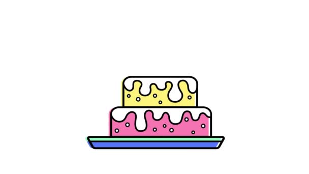 Animation Cake Food Icon Logo Dynamic Minimalistic Web Design Cafe — Stock Video