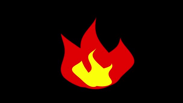 Animated Fire Flame Alpha Channel Transparent Background Vector Illustration Website — Stock Video