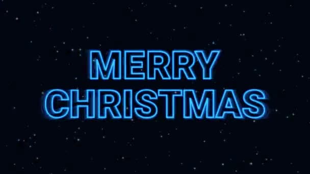 Festive Motion Animation Neon Text Night Sky Stars Holiday Party — Stock Video