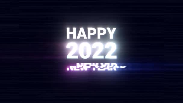 Festive Motion Animation Neon Text Modern Glitch Effect Holiday Party — Vídeo de Stock