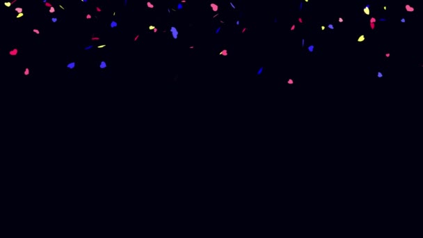 Festive Background Falling Multicolored Hearts Bright Animation Valentine Day Holiday — Vídeo de Stock