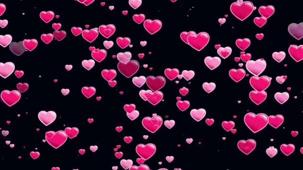 Festive Background Flying Hearts Bright Animation Valentine Day Wedding Holiday — стокове відео