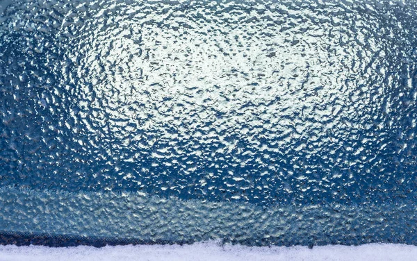 Glace Sur Fenêtre Gelée Après Tempête Neige — Photo