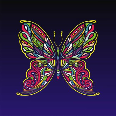 Renkli vektörlü kelebek sanat tasarımı