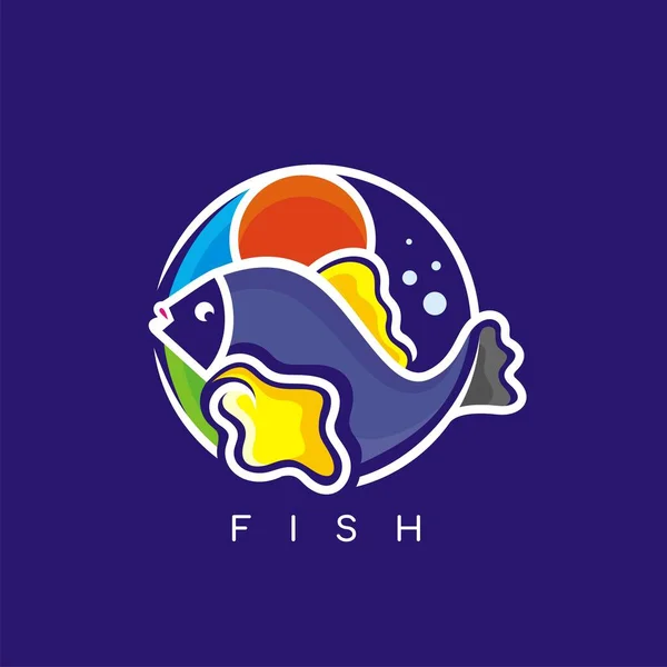 Fish Logo Vector Flat Design Concept — Vettoriale Stock