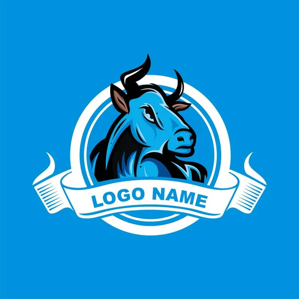 Bull Animal Logo Vector Design Círculo Conceito Para Empresa — Vetor de Stock