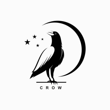 Crow simple logo design and illustration