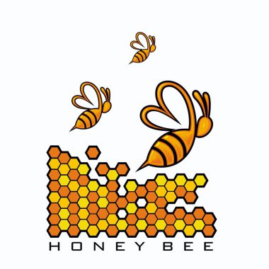 Honey bee vector logo design template and illustration