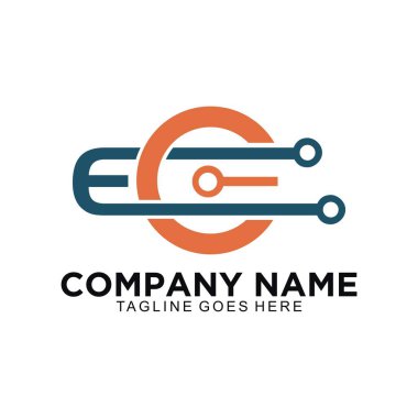 eo veya ec elektro logo tasarımı kavramı