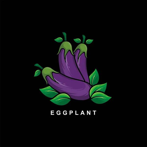 Eggplant Vegetable Illustration Vector Isolated Black Background — Stock vektor