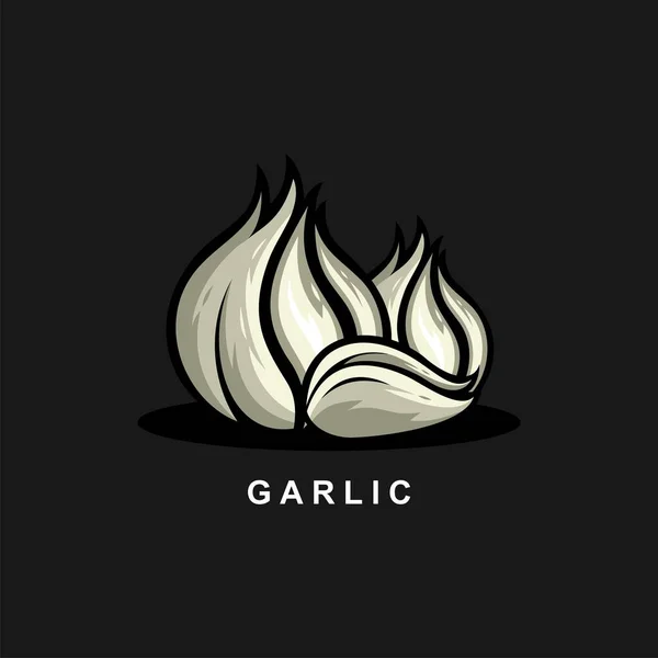 Garlic Illustration Vector Isolated Black Background — Stockový vektor