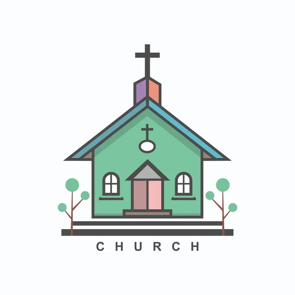 Cross Logo Design Template Church Logo Minimalist Design Flat Vector — Vetor de Stock