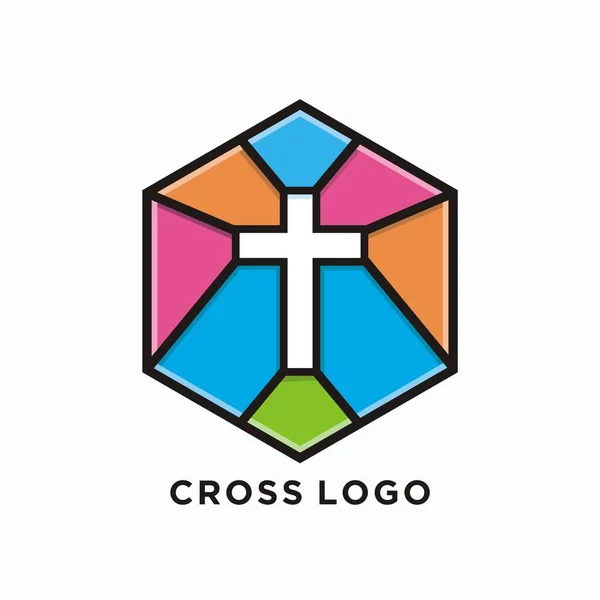 Cross Logo Design Template Church Logo Minimalist Design Flat Vector — Vetor de Stock