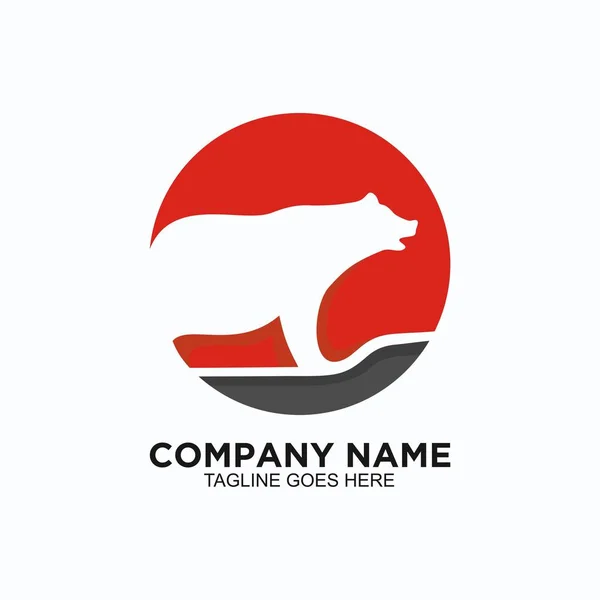 Bear Logo Design Concept Circle Business Company — стоковый вектор