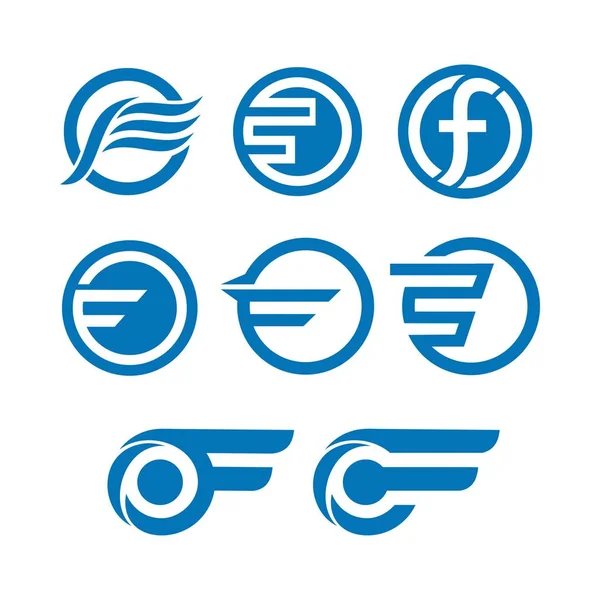 Logo Set Design Concept Blue Color Business Company — Vettoriale Stock