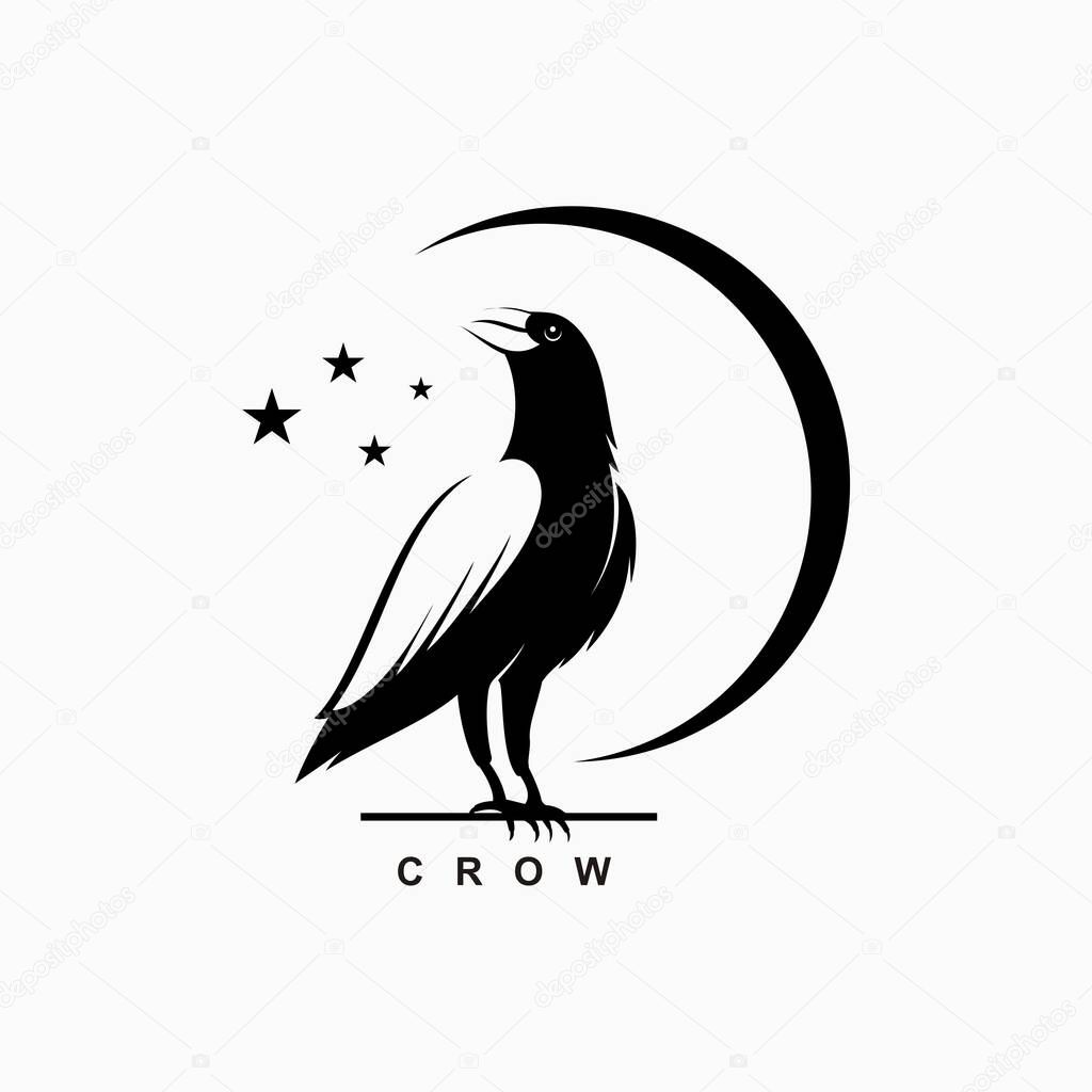 Crow simple logo design and illustration