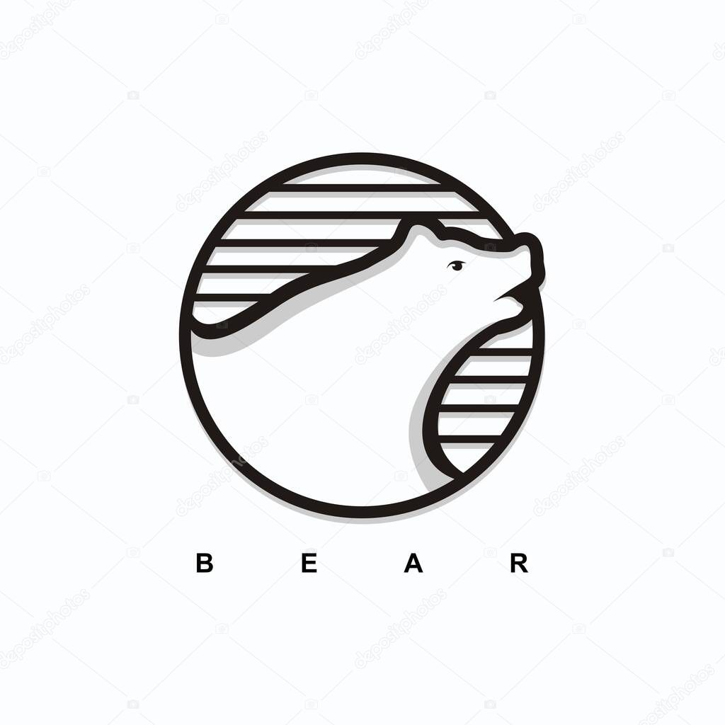 Bear logo design concept in circle for business company