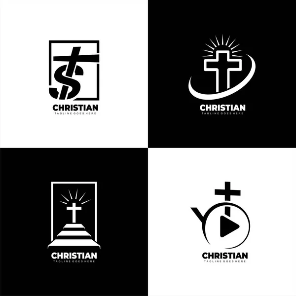 Christian Cross Design Set Vector — 스톡 벡터