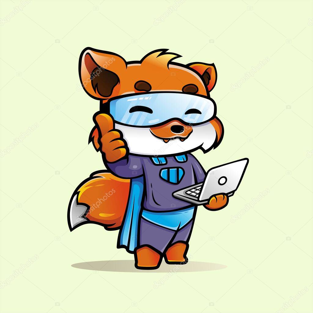 Fox cartoon character mascot logo for business element