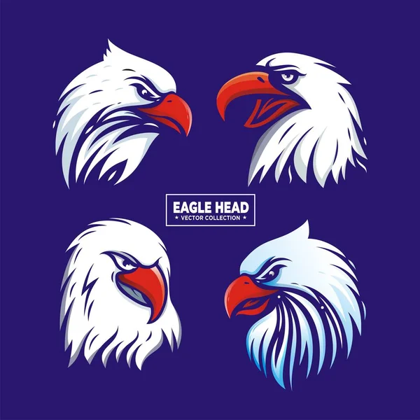 Eagle Head Mascot Logo Premium Vector Set — Stok Vektör