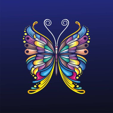  Renkli vektör tasarımlı kelebek sanatı