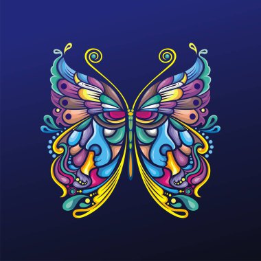  Renkli vektör tasarımlı kelebek sanatı