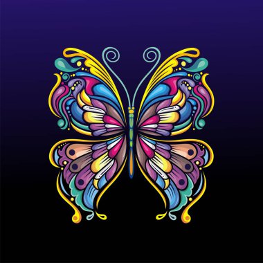  Renkli vektör tasarımlı kelebek sanatı