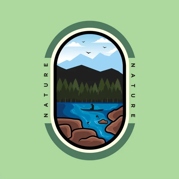 Логотип Приключений Атмосферой Горы Реки — стоковый вектор