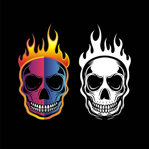 Skull Vector Design Flame Concept — Vetor de Stock