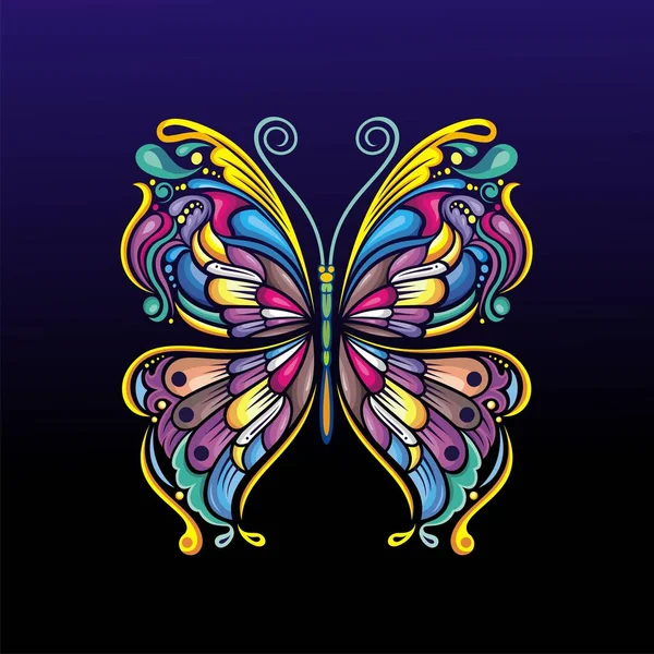 Butterfly Art Colorful Vector Design — Stock Vector