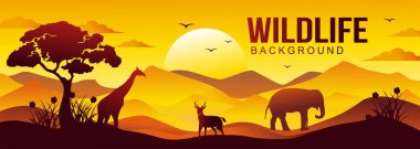 Vahşi yaşam tasarım kavramına sahip soyut afiş vektörü