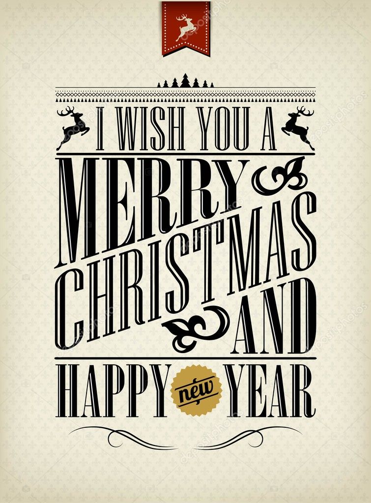 Vintage Christmas And Happy New Year Background With Typography
