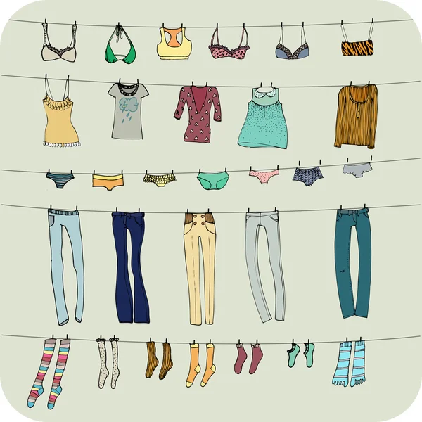 Collectie van modieuze jurken voor meisje — Stockfoto