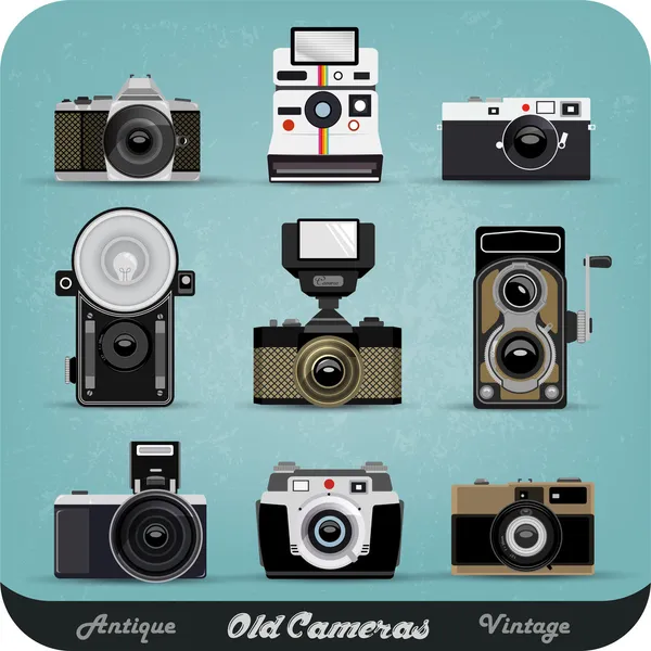 Conjunto de câmeras vintage fundo — Fotografia de Stock