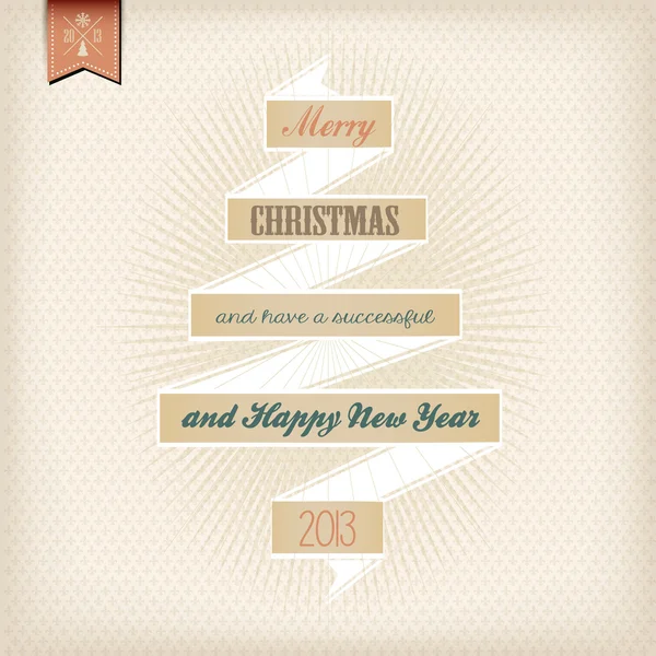 Vintage Grunge Christmas And Happy New Year On Ribbon — Stockfoto